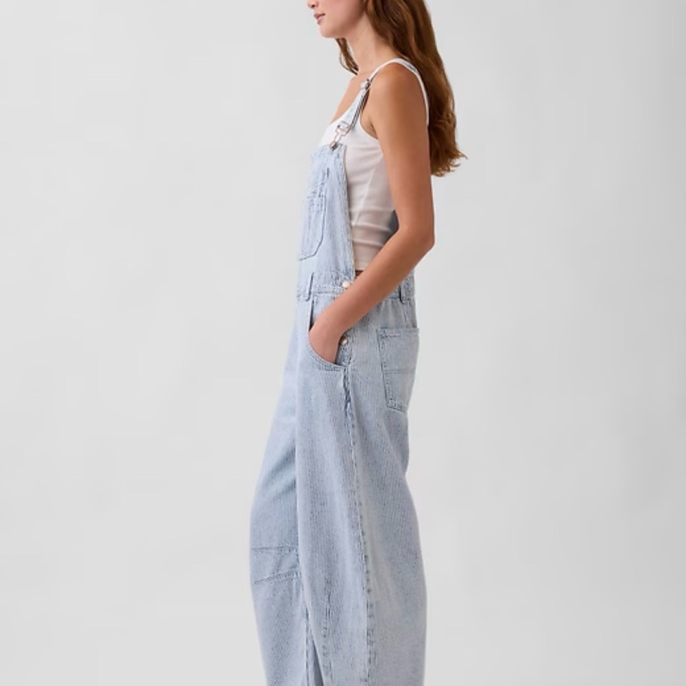 GAP Light Blue Denim Overalls - Wide Leg - Picture 3 of 3
